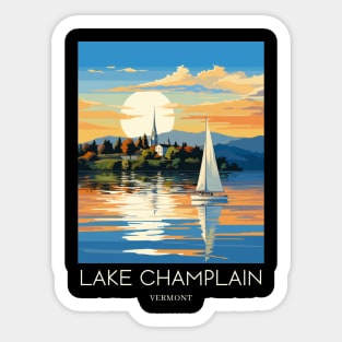 A Pop Art Travel Print of Lake Champlain - Vermont - US Sticker